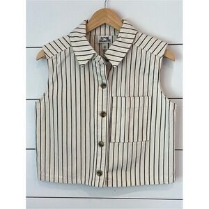 Future‎ Collective Sleeveless Stripe Button-Front Top - Cream/Black 100% cotton